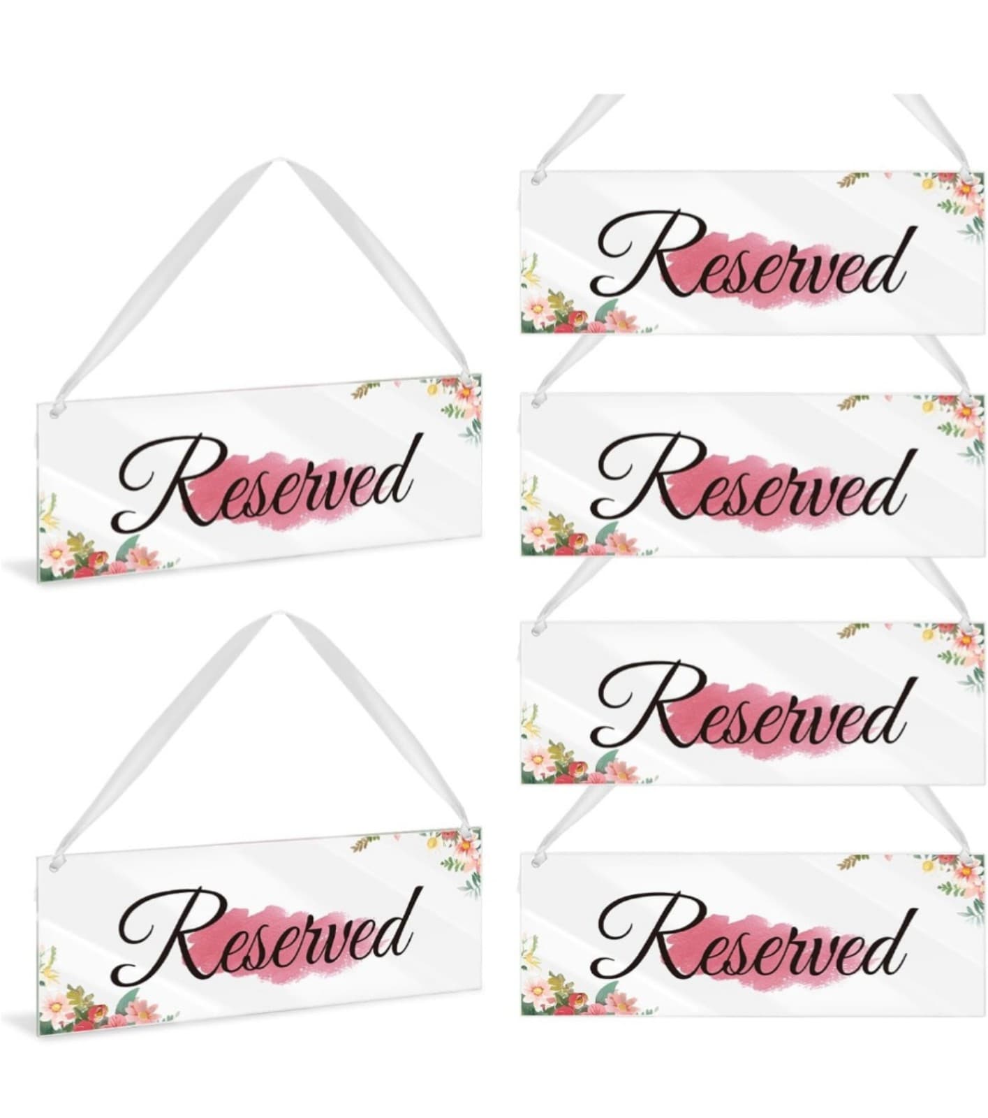 6 Piece Acrylic RESERVED Seating Hanging Signs