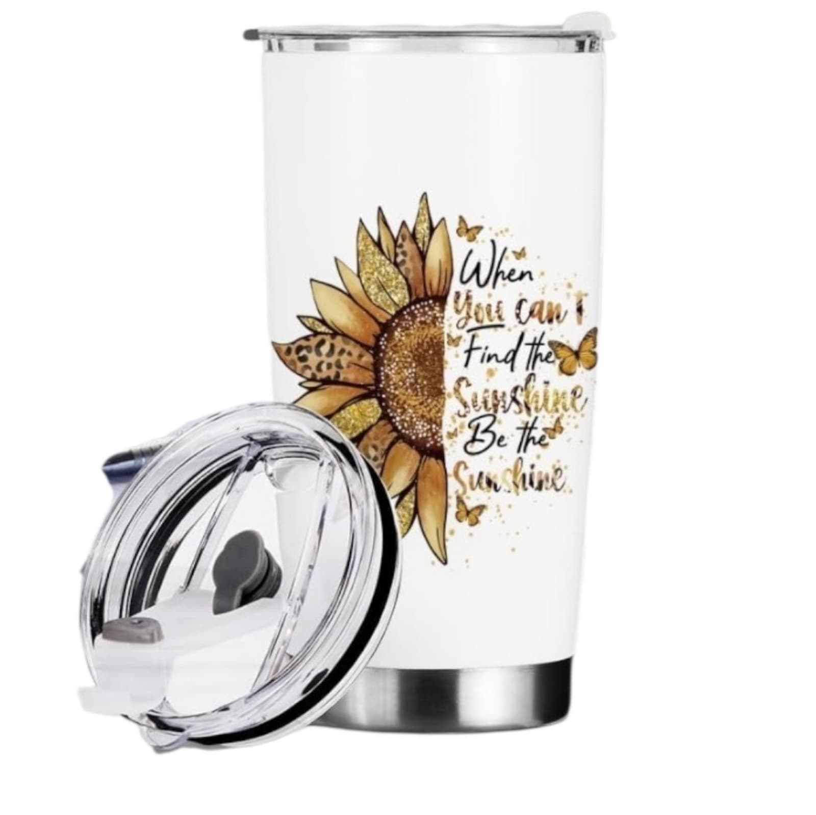 Sunflower 20oz Stainless Steel Vacuum Insulated Travel Mug Inspirational Saying