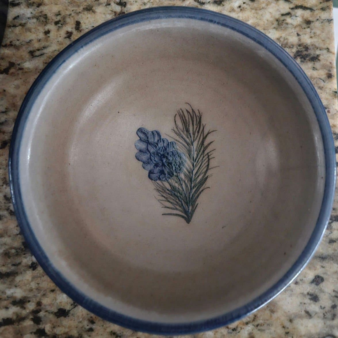VTG Handmade Rowe Pottery 7" Bowl Salt Glazed Stoneware 2002 Pinecone