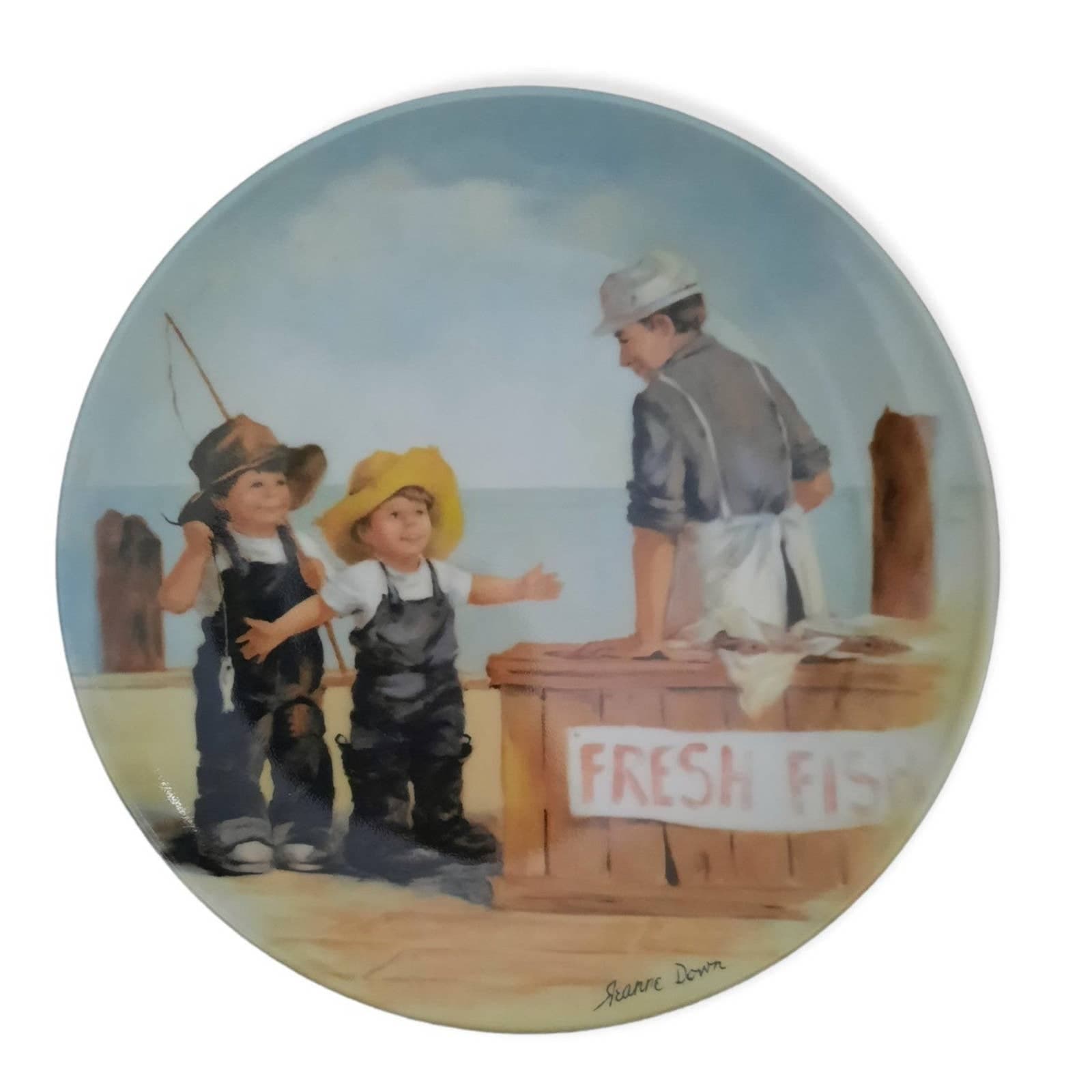 "Fish Story" Edwin M. Knowles Collector Plate By Jeanne Down