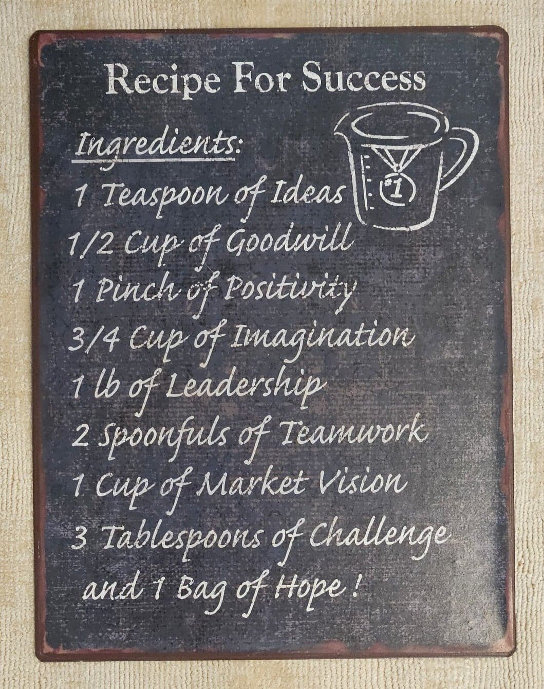 Recipe for Success Indoor/Outdoor Metal Sign