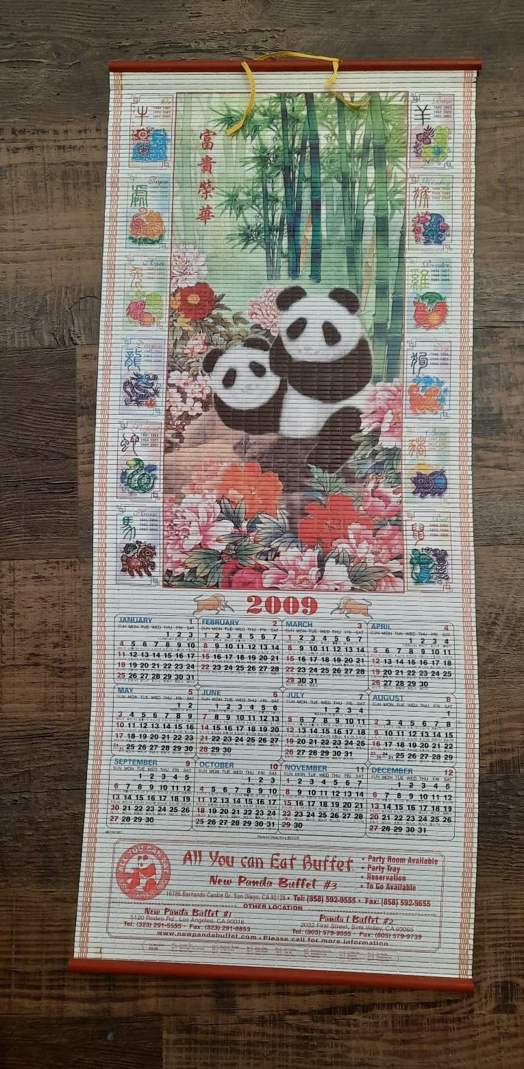 2009 New Panda Buffet Calendar