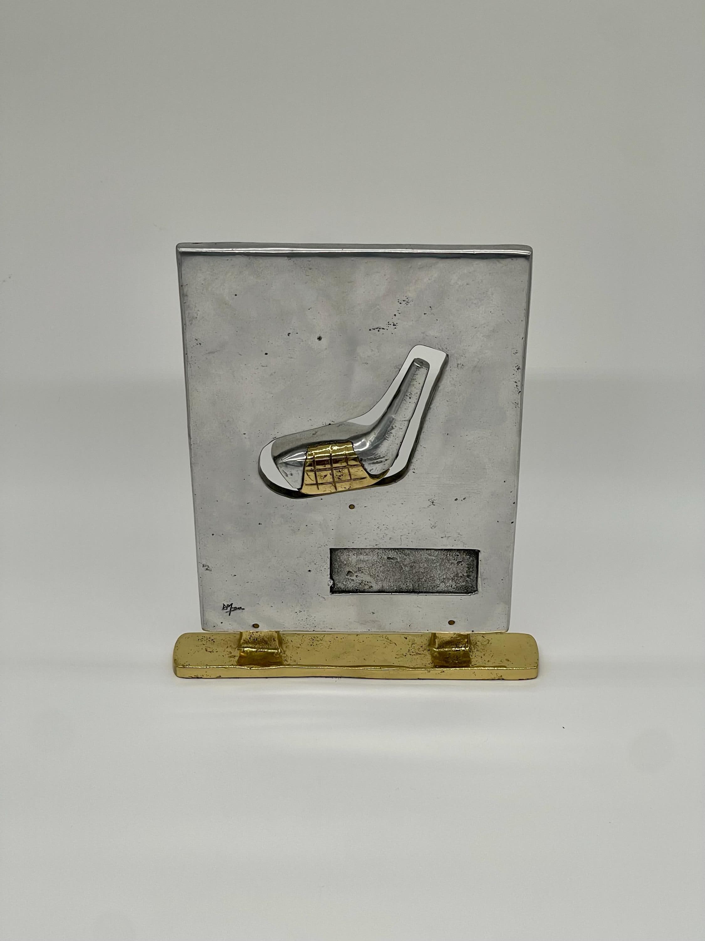 Signed David Marshall Brutalist XXL Golf Sculpture, Brass Aluminum, Spanish MCM Trophy