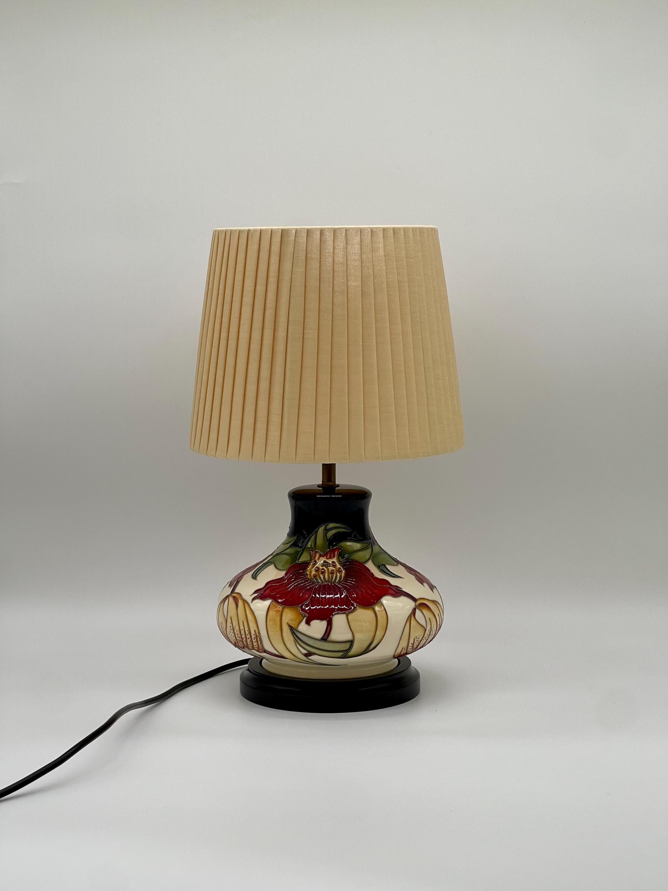 Vintage Moorcroft Anna Lily Lamp, Nicola Slaney Art Pottery, Tube-Lined Floral Ceramic
