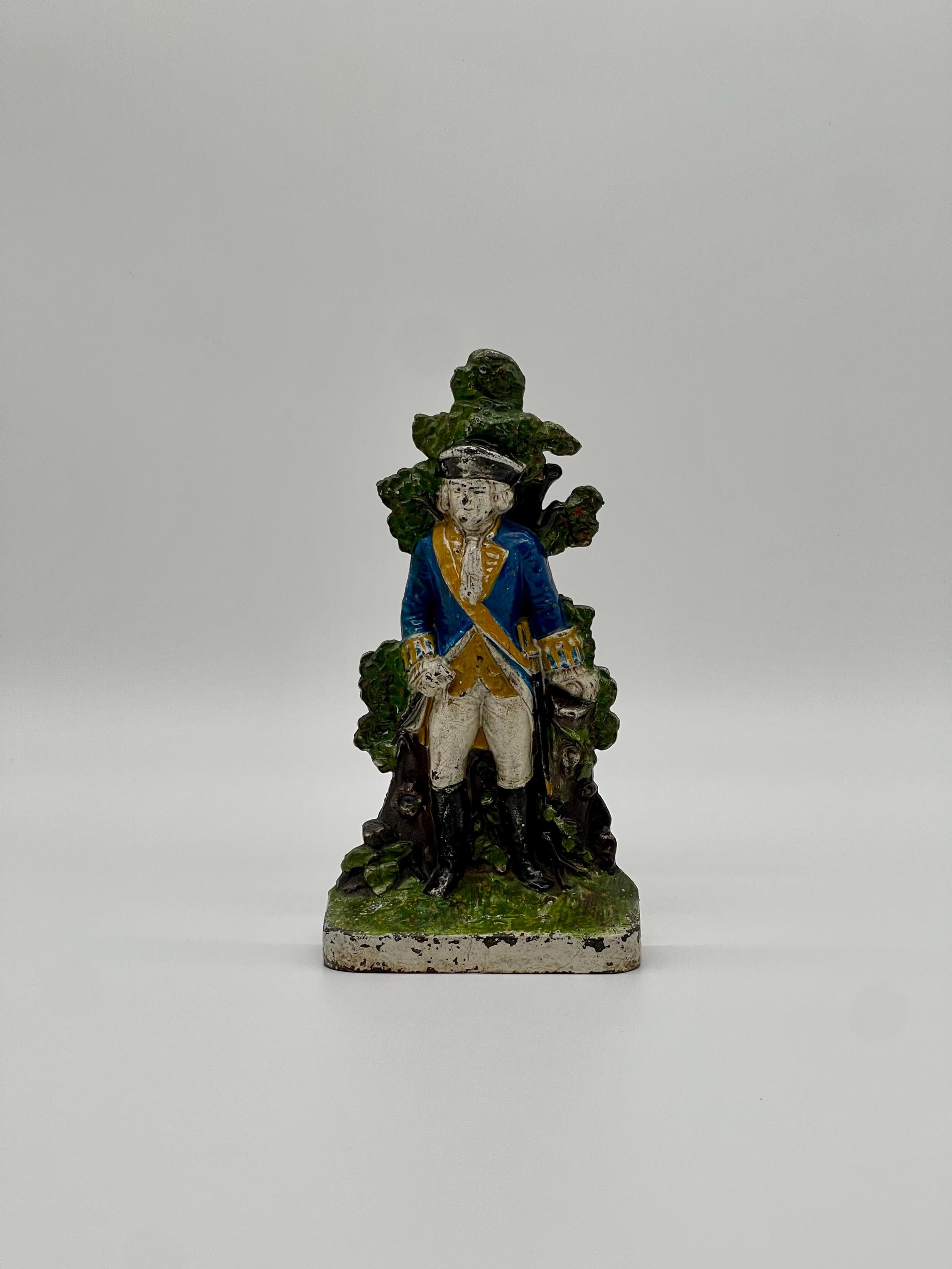 Antique George Washington Cast Iron Doorstop, Albany Foundry #34, Original Paint