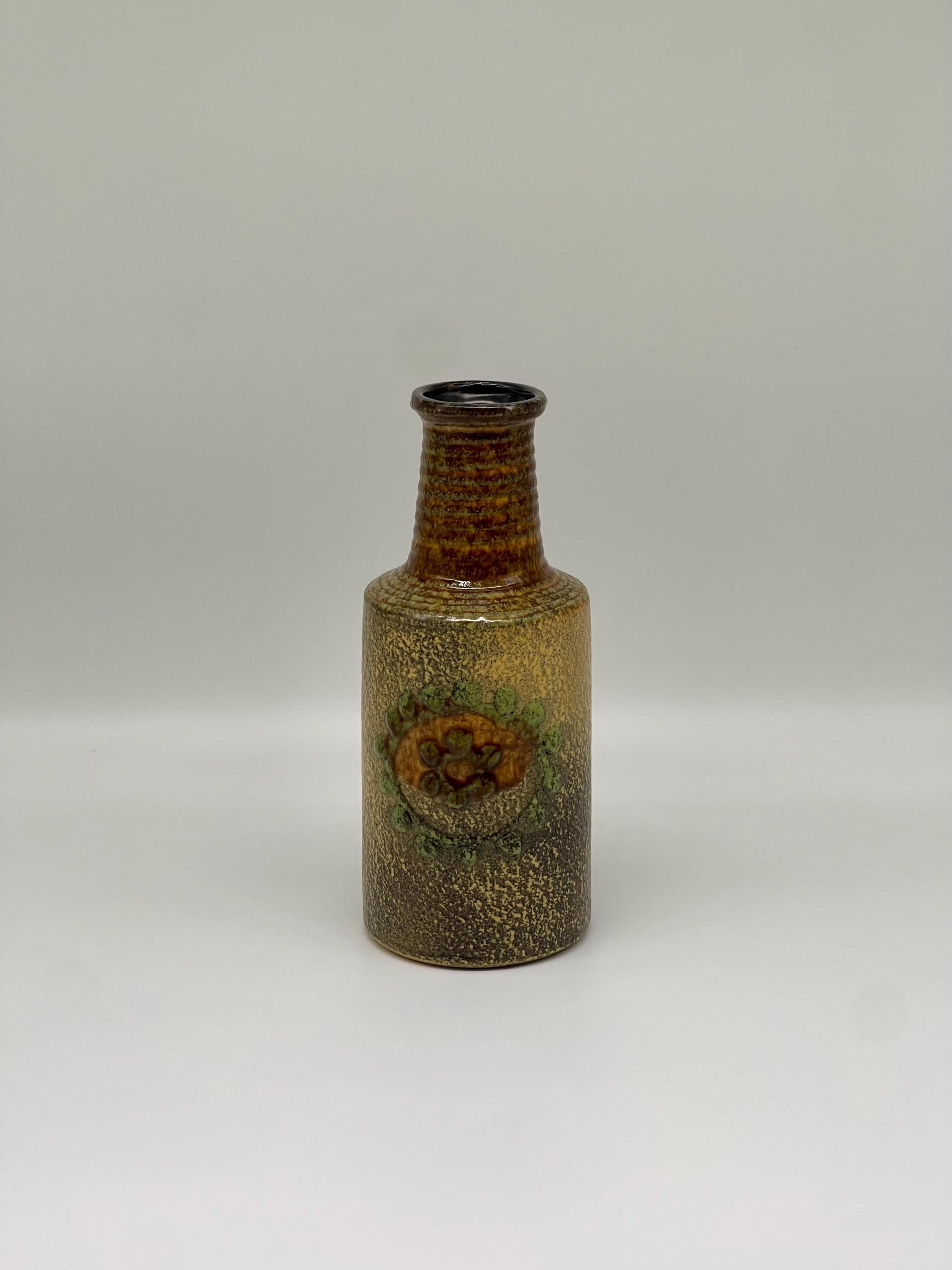 Vintage VEB Haldensleben Fat Lava Vase, Mid-Century Modern Pottery Churn Bottle