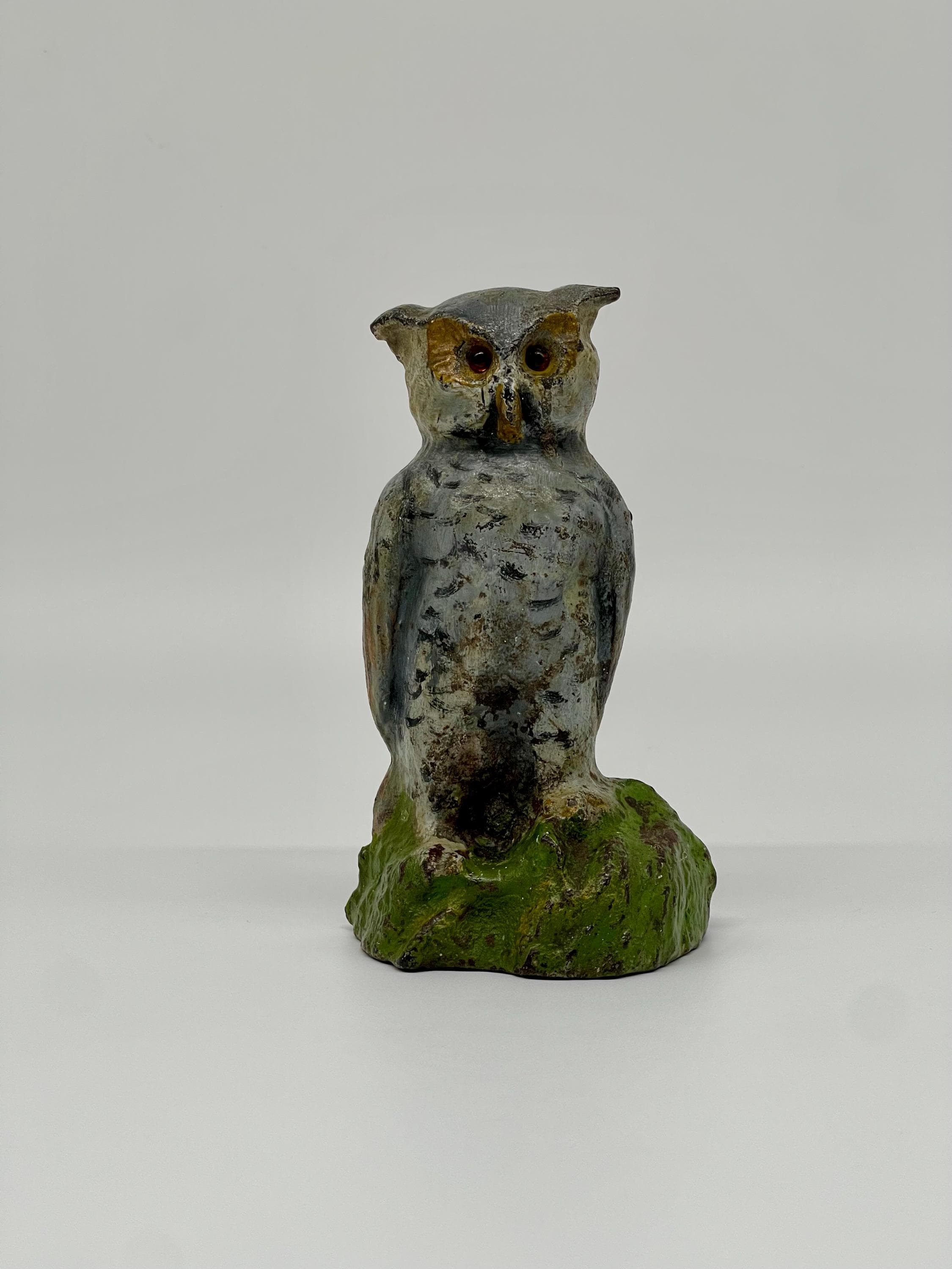 Antique Cast Iron Owl Doorstop, National Foundry, Original Paint, 6.7"