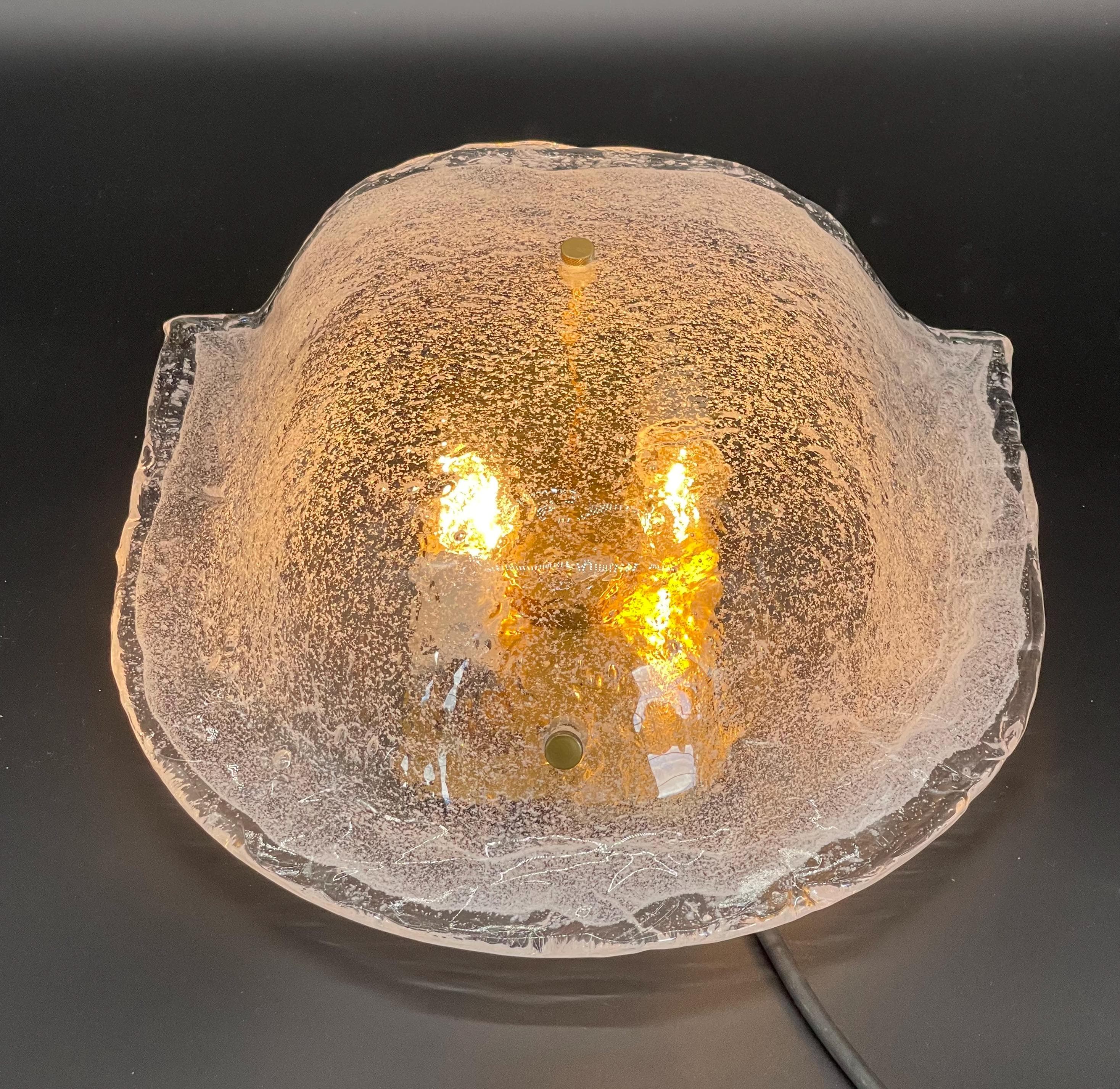 Barovier Toso Murano Ice Glass Sconces, Mid-Century Italian Wall Lights, Avventurina Sommerso Bullicante