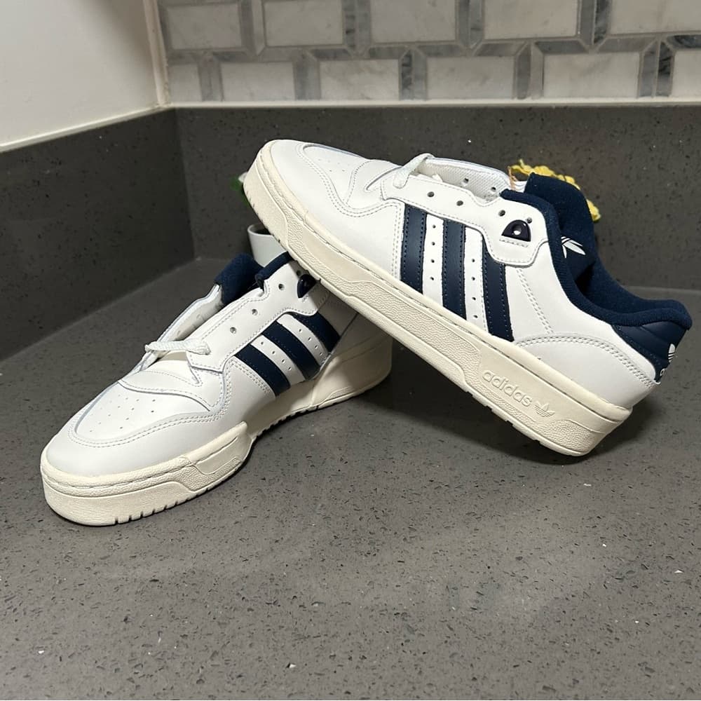 Adidas Men's Rivalry Low White and Indigo Blue Sneakers