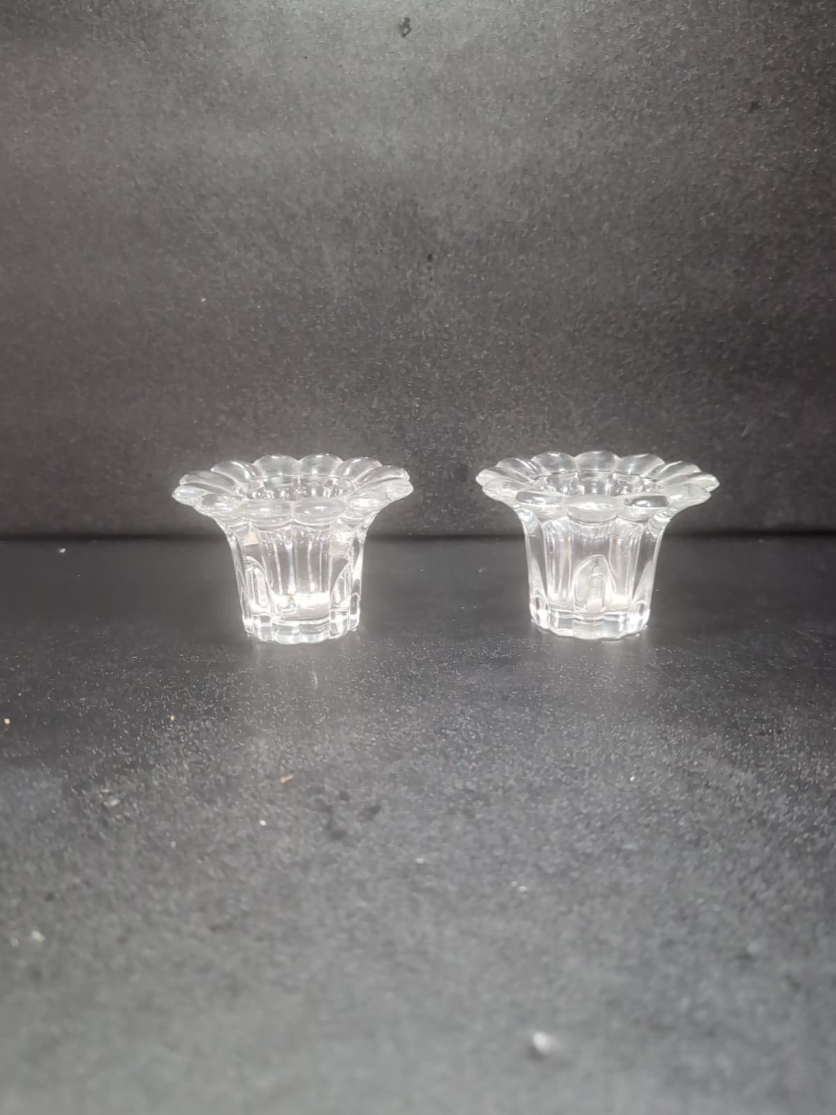 Borgonovo Queen Taper Candle Holder, Clear Glass Set of 2, Vintage Glassware