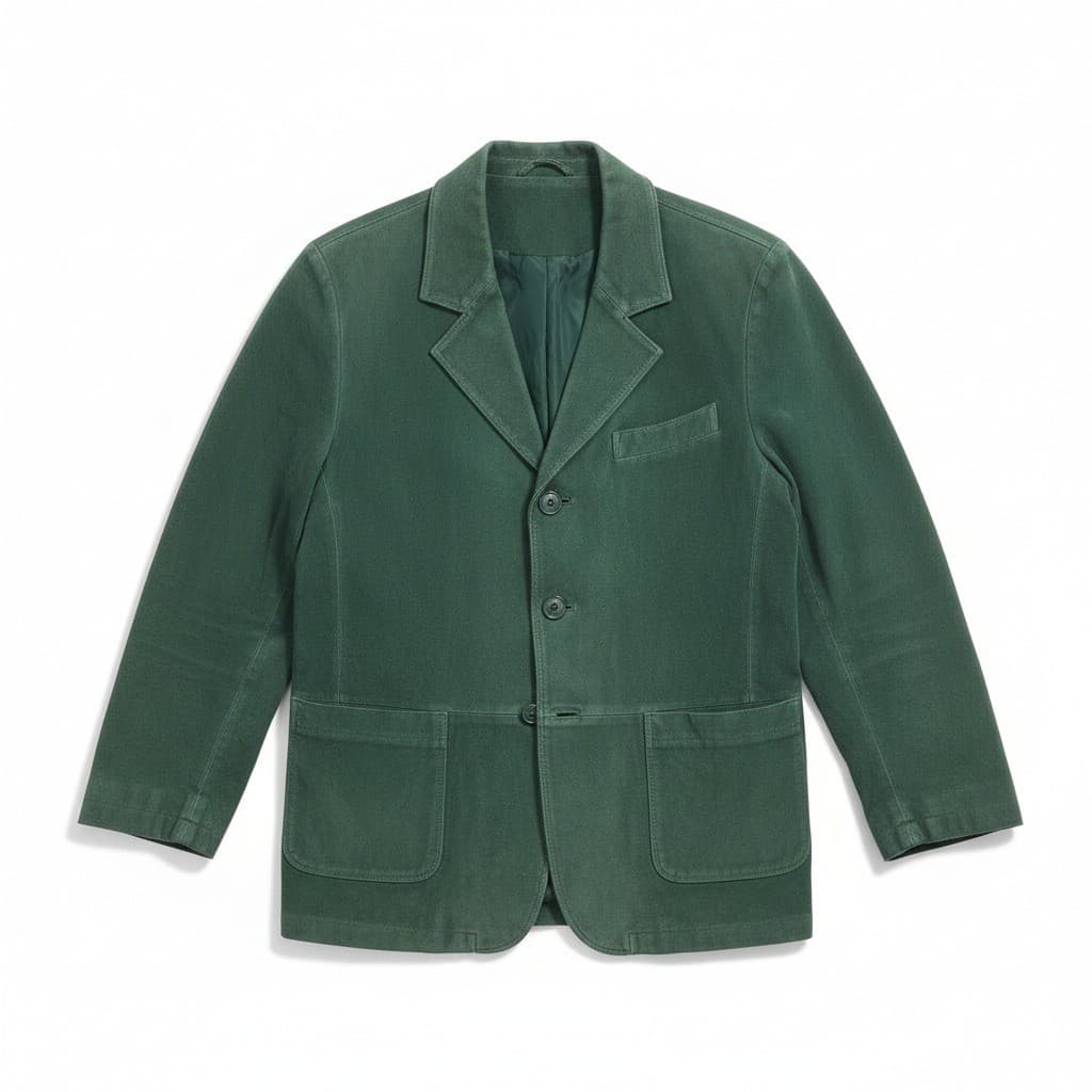 Margaret Godfrey Green Suede Leather Blazer, Vintage 6P Jacket, Notched Lapel