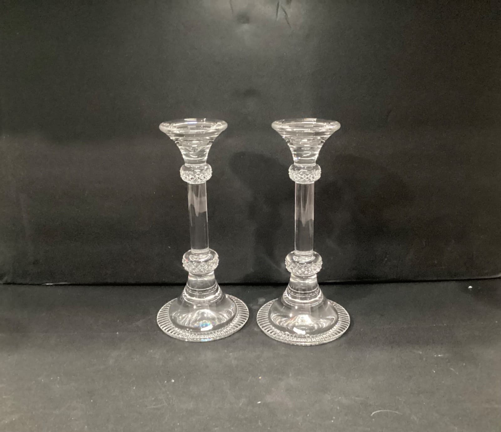 Pair of Crystal Candle Holders 9 1/2 inches Tall & Elegant