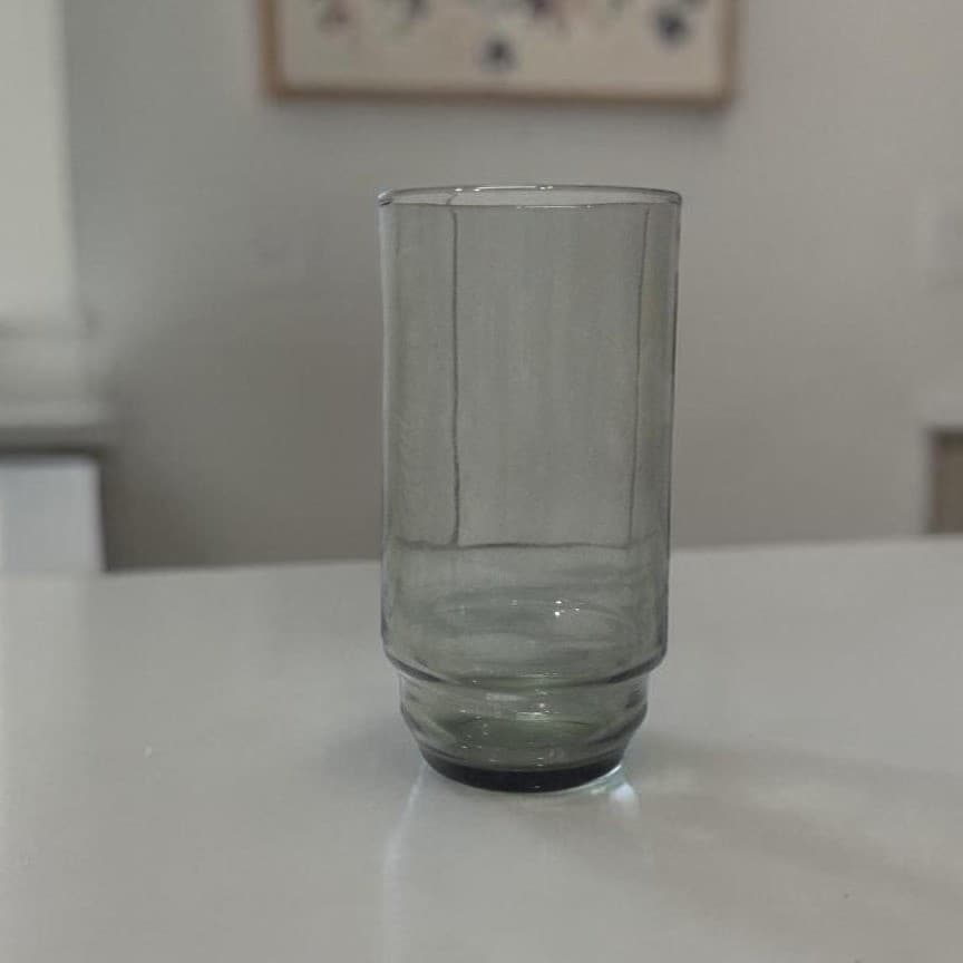 Smoke Gray Stackable Glass Tumbler, Vintage Everyday Drinkware, Glassware