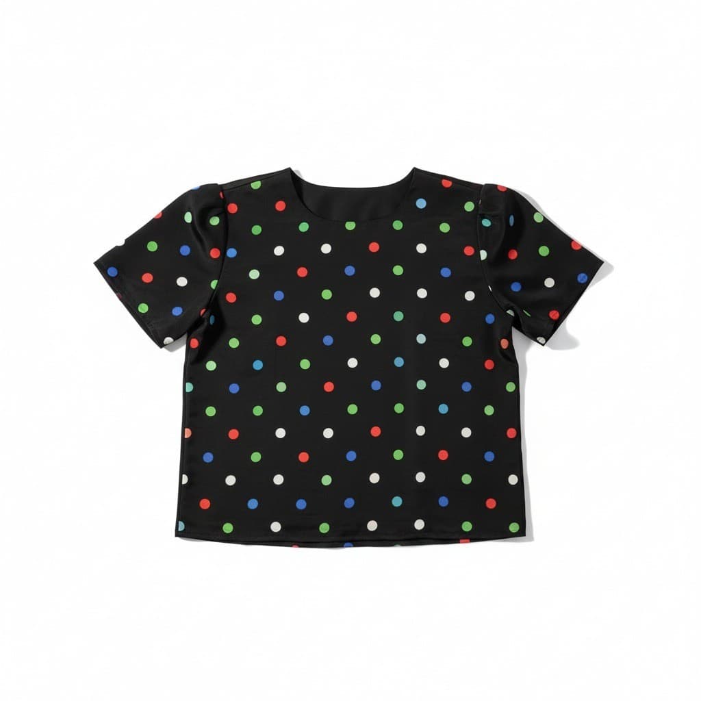 Kasper ASL Vintage Polka Dot Blouse, Black Multi Color Top, Women's Size 6