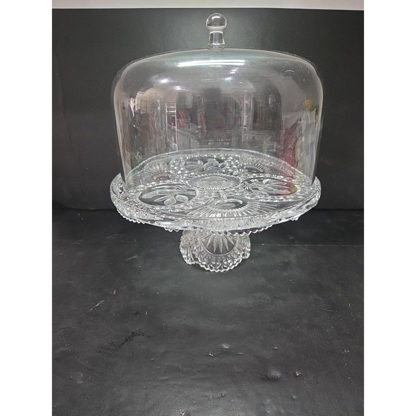 Hofbauer Byrds German Crystal Pedestal Cake Stand, Non-Original Lid, Serve Ware