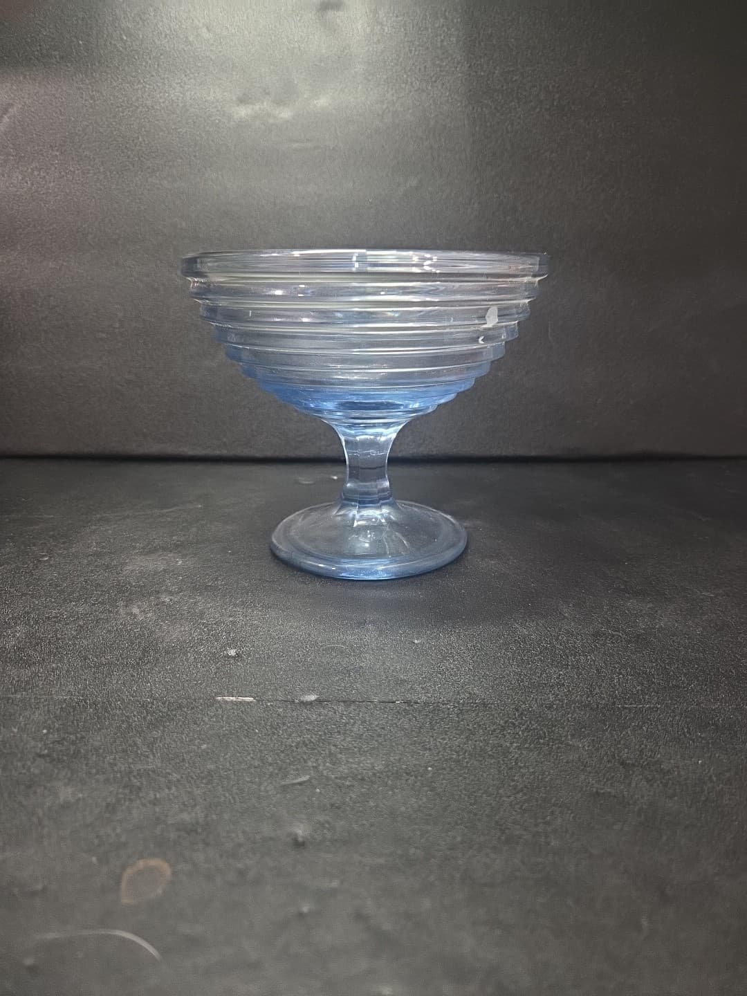 Anchor Hocking Park Avenue Dessert Bowl, Vtg Aqua Blue Glassware, Footed Bowl