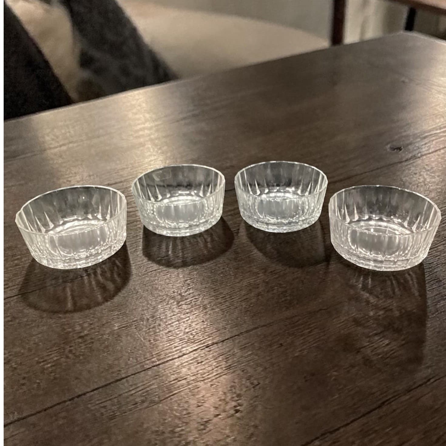 Pasabache Clear Cut Glass Dessert Bowls, Set of 4, Vintage Turkish Dinnerware