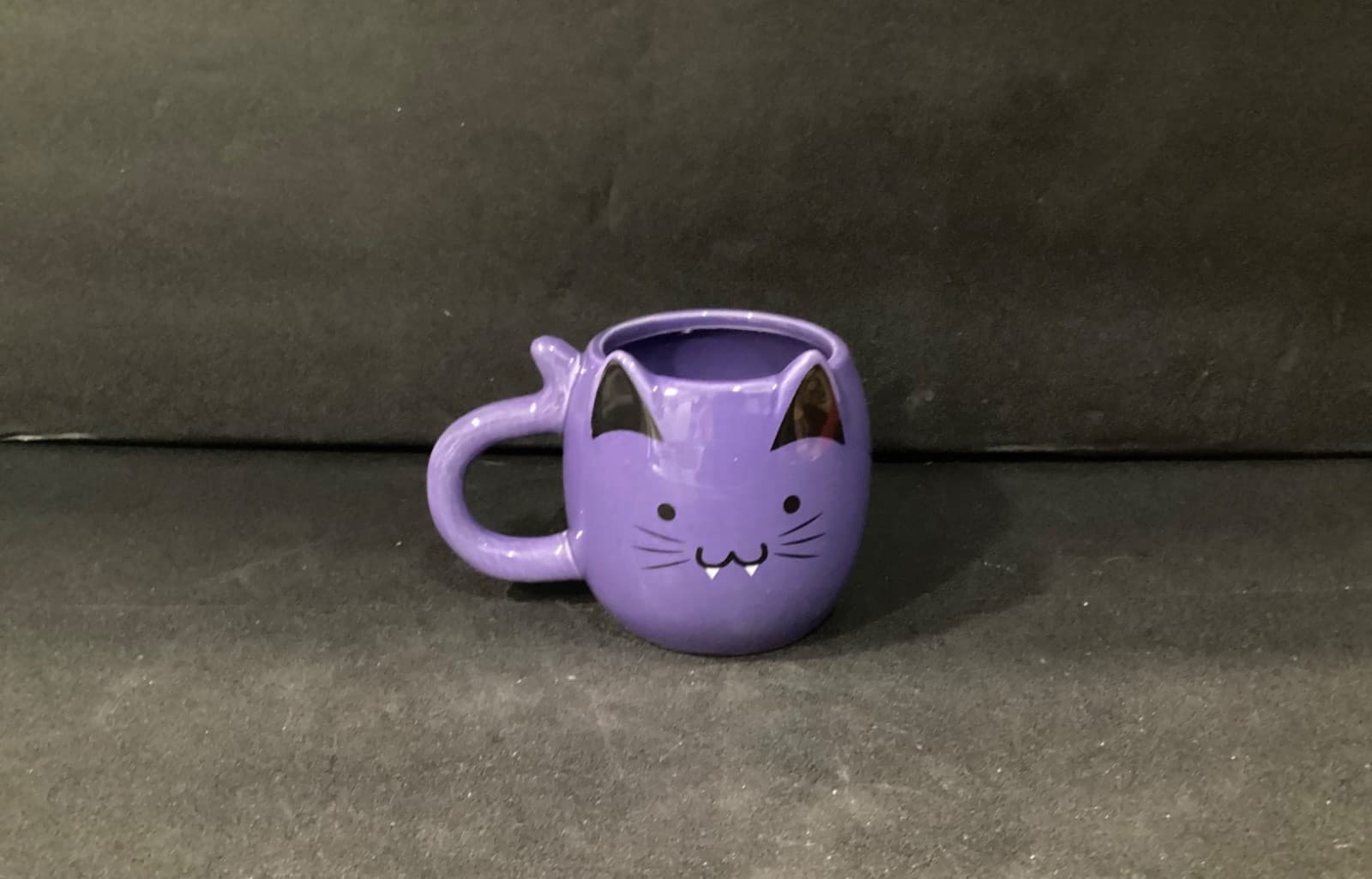 Vampire Kitty Mug 12 Ounce Ceramic Cup Dishwasher Safe Deep Purple Color