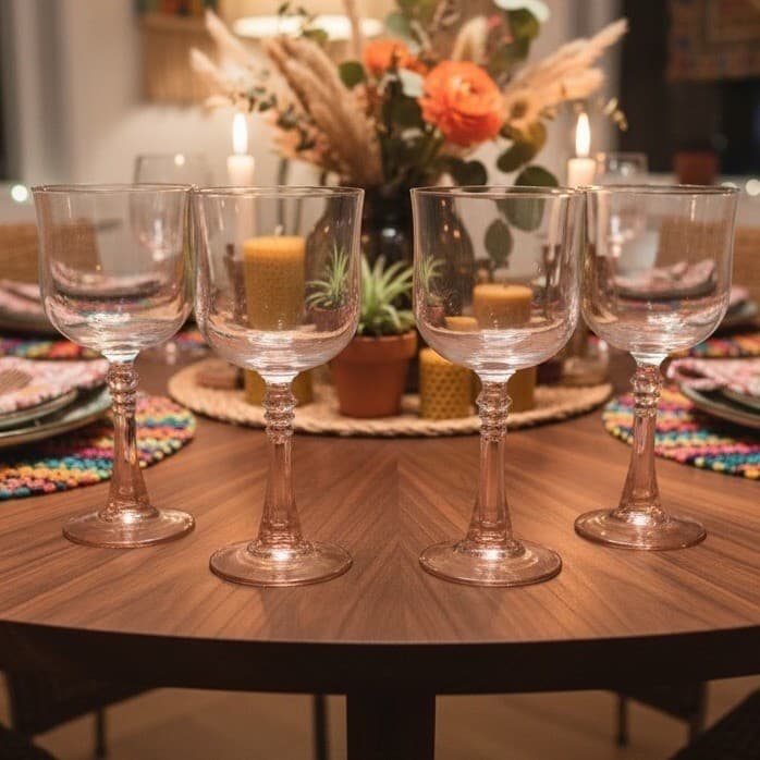 Cristal D'Arques Durand Blush Pink Wine Glasses, Set of 4, Stemware, Drinkware