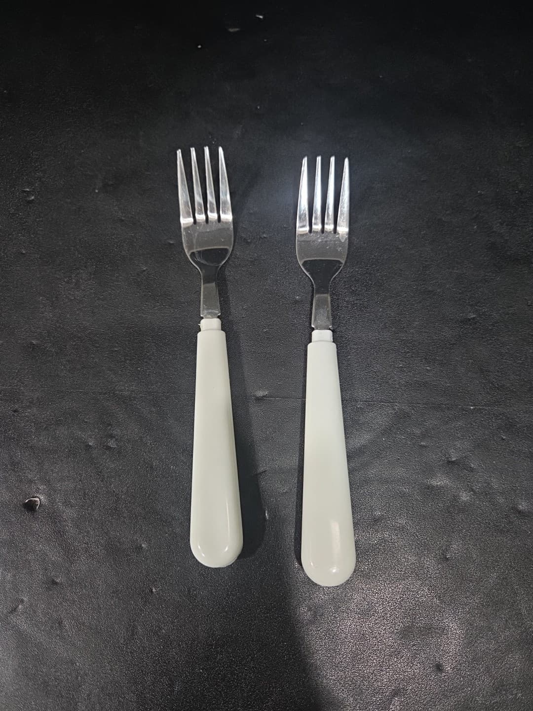 Corelle Plain White Salad Forks, Set Of 2, Vtg Dinner Forks, Collectible Corelle