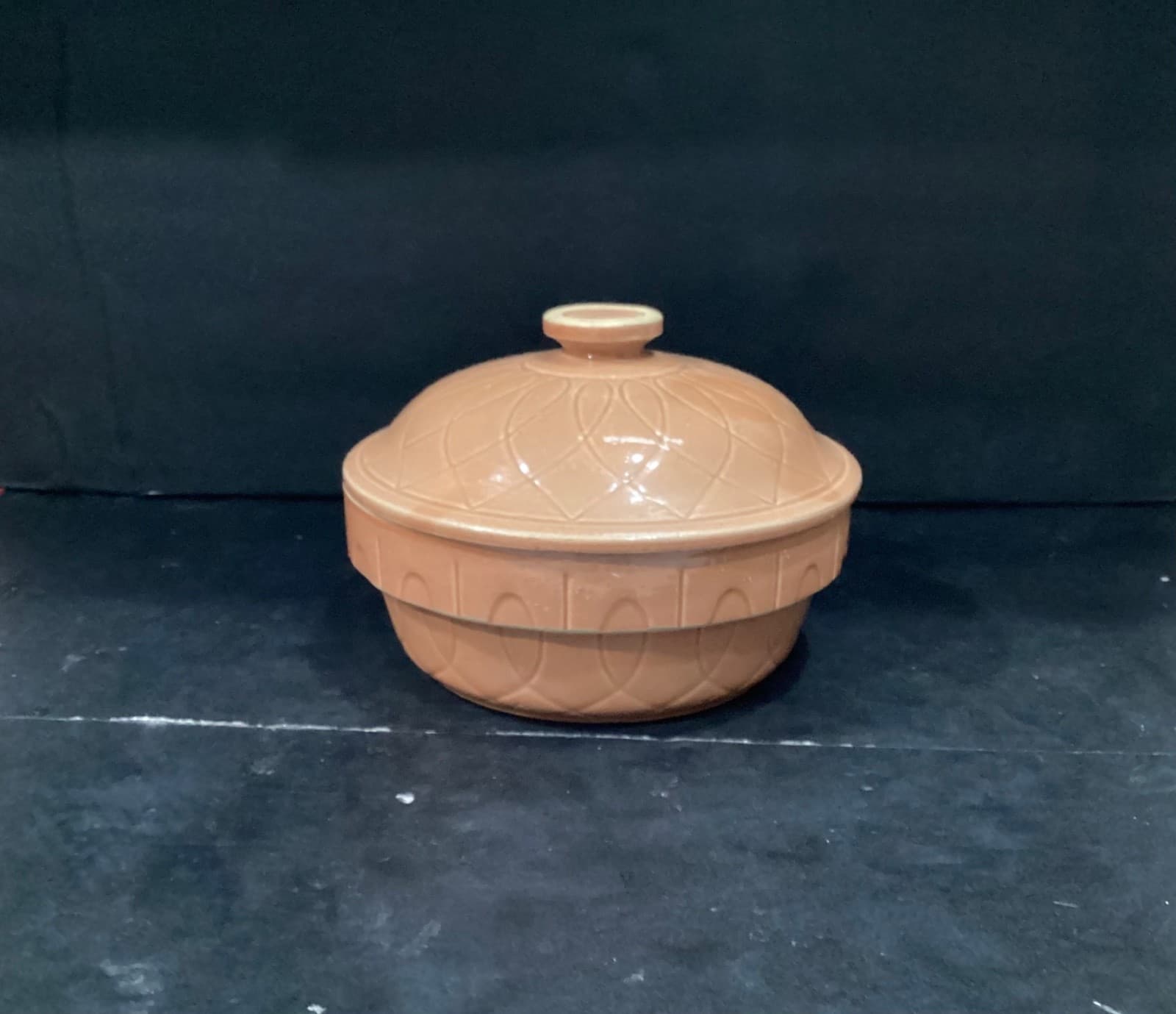 Vintage Oven Ware USA Baker Casserole Dish with Lid #8 Dark Orange Watt *