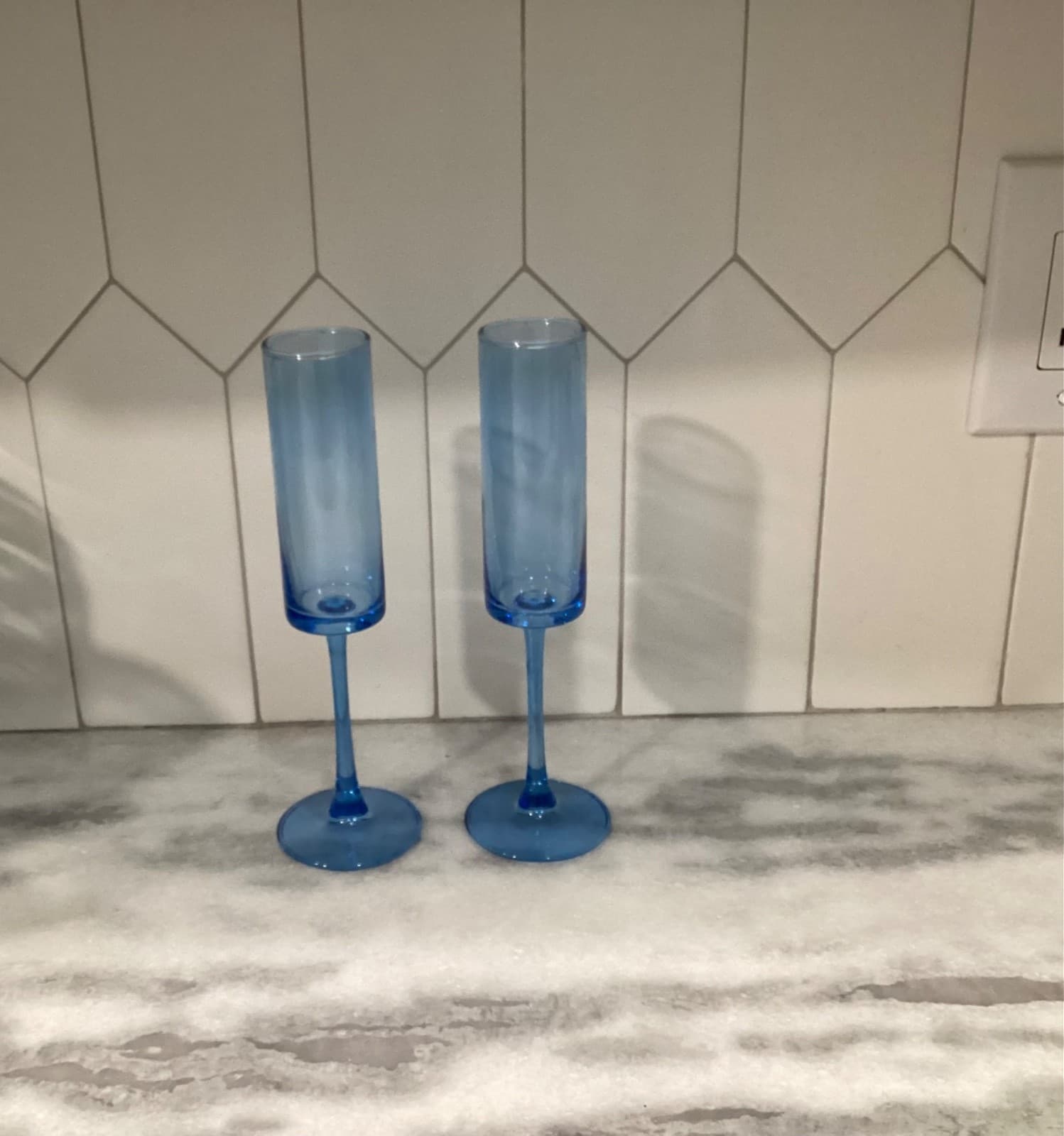 Champagne flutes 6oz Blue Cylinder Set Of 2