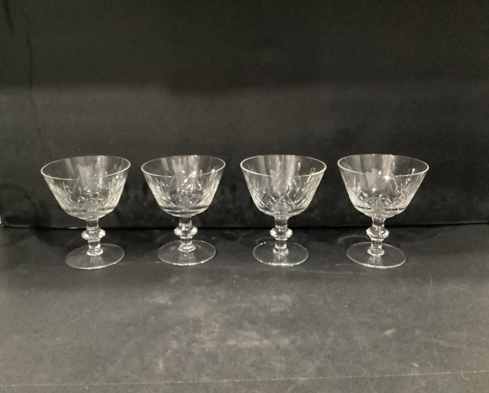 Edinburgh Crystal Criss-Cross Cut Cordial Sherbet Dessert Glasses Set Of 4