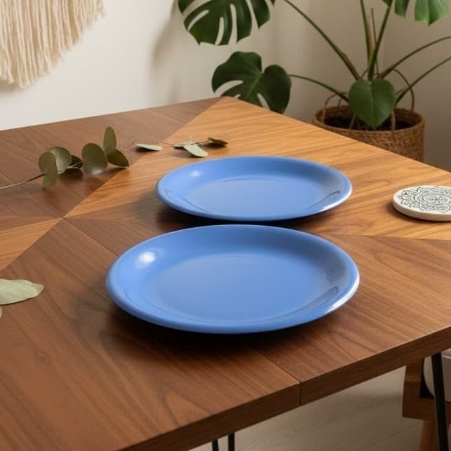 Vintage Baker Hart Stuart Blue Dinner Plates 11" Set of 2