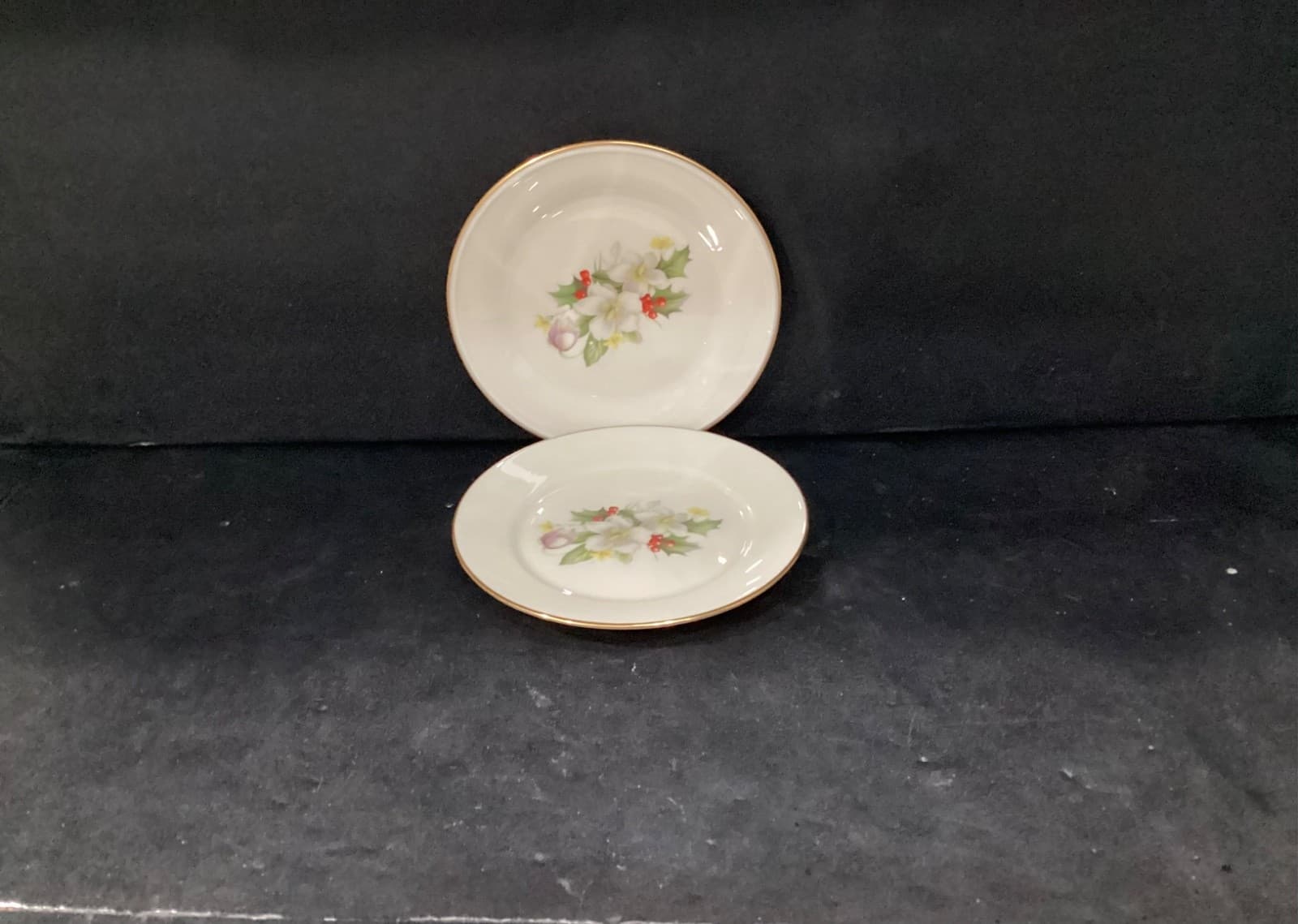 Set Of Two Lenox Holly and Floral Dessert Plates Special Collection