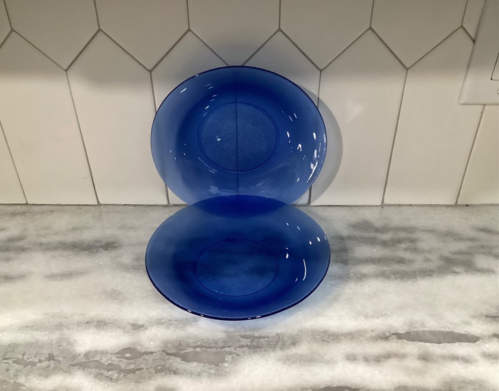 RESISTENTE BRAZIL Cobalt Blue Glass Pasta Bowls 8.75” Set Of 2