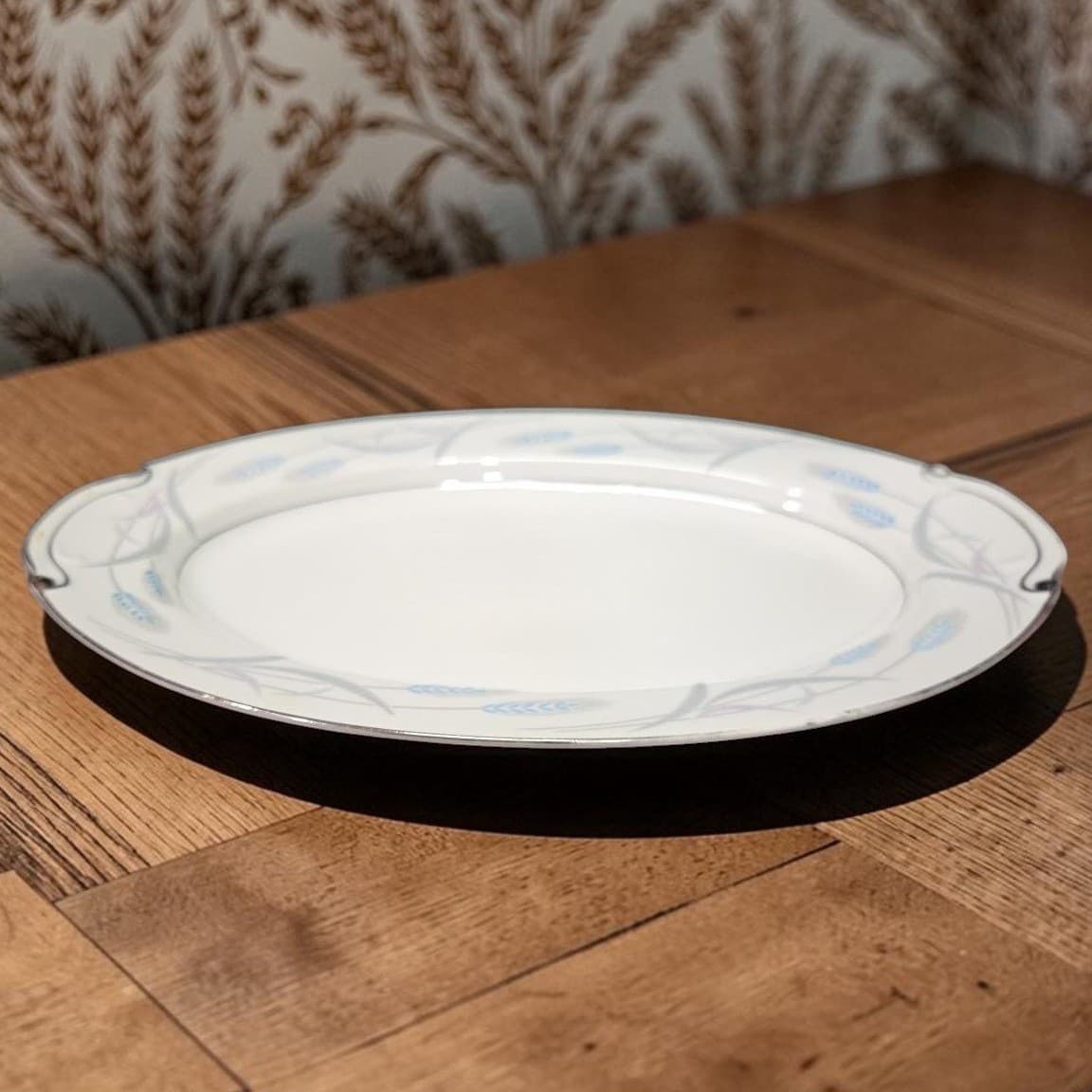 Valmont China Royal Wheat Oval Serving Platter, Vintage Patterned Serveware Dish