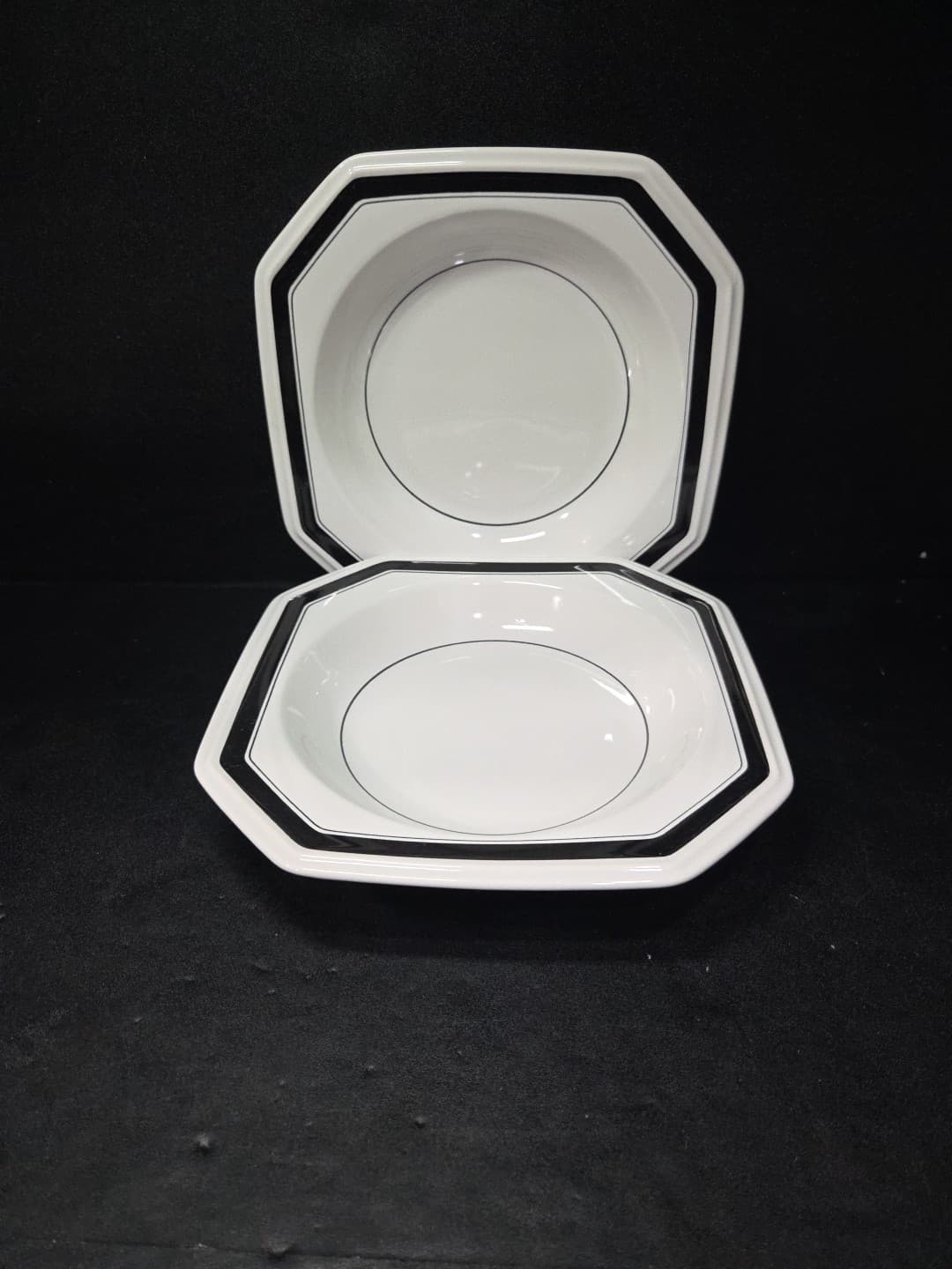Mikasa Octagon Shaped Soup Bowls, Tuxedo Park #F3702, Set Of 2, Dinnerware