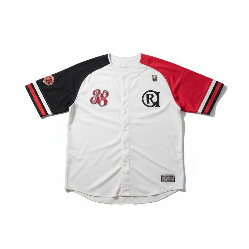 Run Athletics Joseph Simmons Baseball Jersey, Men's XXL, White Red Black RS4K001