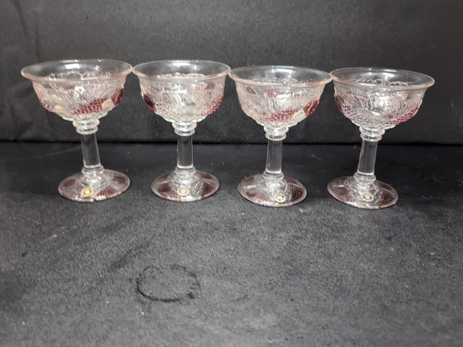 Westmoreland Della Robbia Flashed Champagne Sherbet Glasses, Set of 4, Glassware