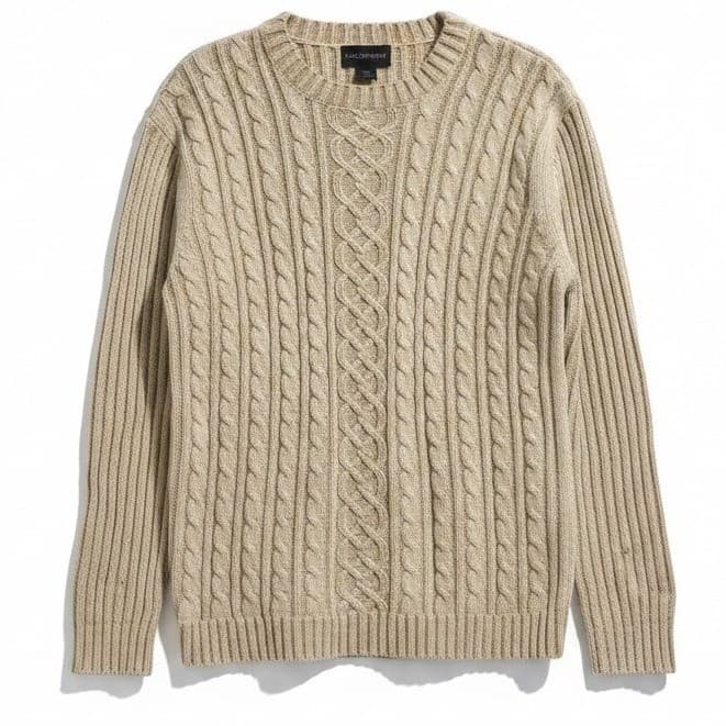 TAG Sport Tan Chenille Cable Knit Crewneck, Men's Large Sweater, RN 25652