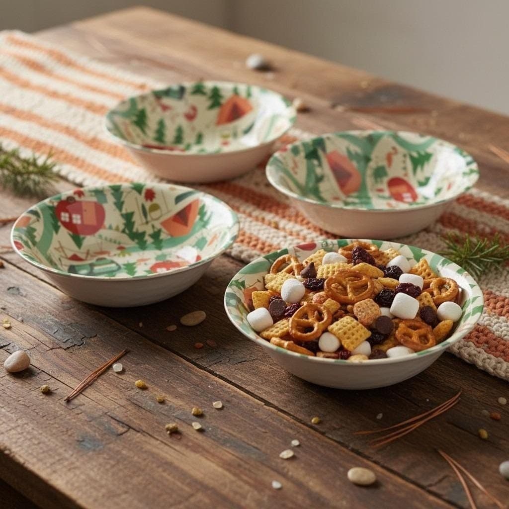 Camping Melamine Cereal Bowls, Set of 4, Vintage Style Outdoor Dinnerware