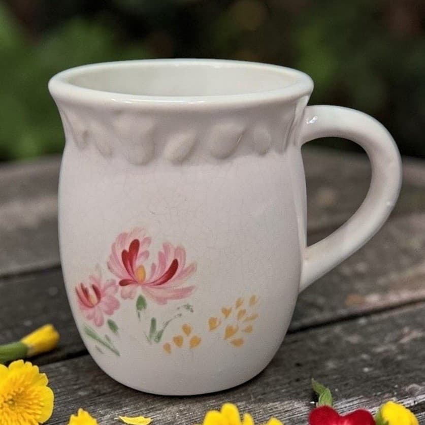 Denby Style Floral Crackling Cup, Vintage Coffee Mug, Replacement Kitchenware