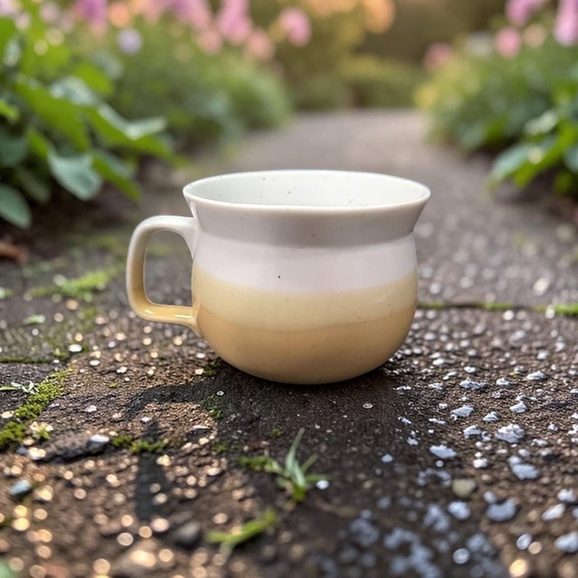 Speckled Yellow Tan Ombre Stoneware Mug, Studio Pottery Coffee Cup, Soup Bowl
