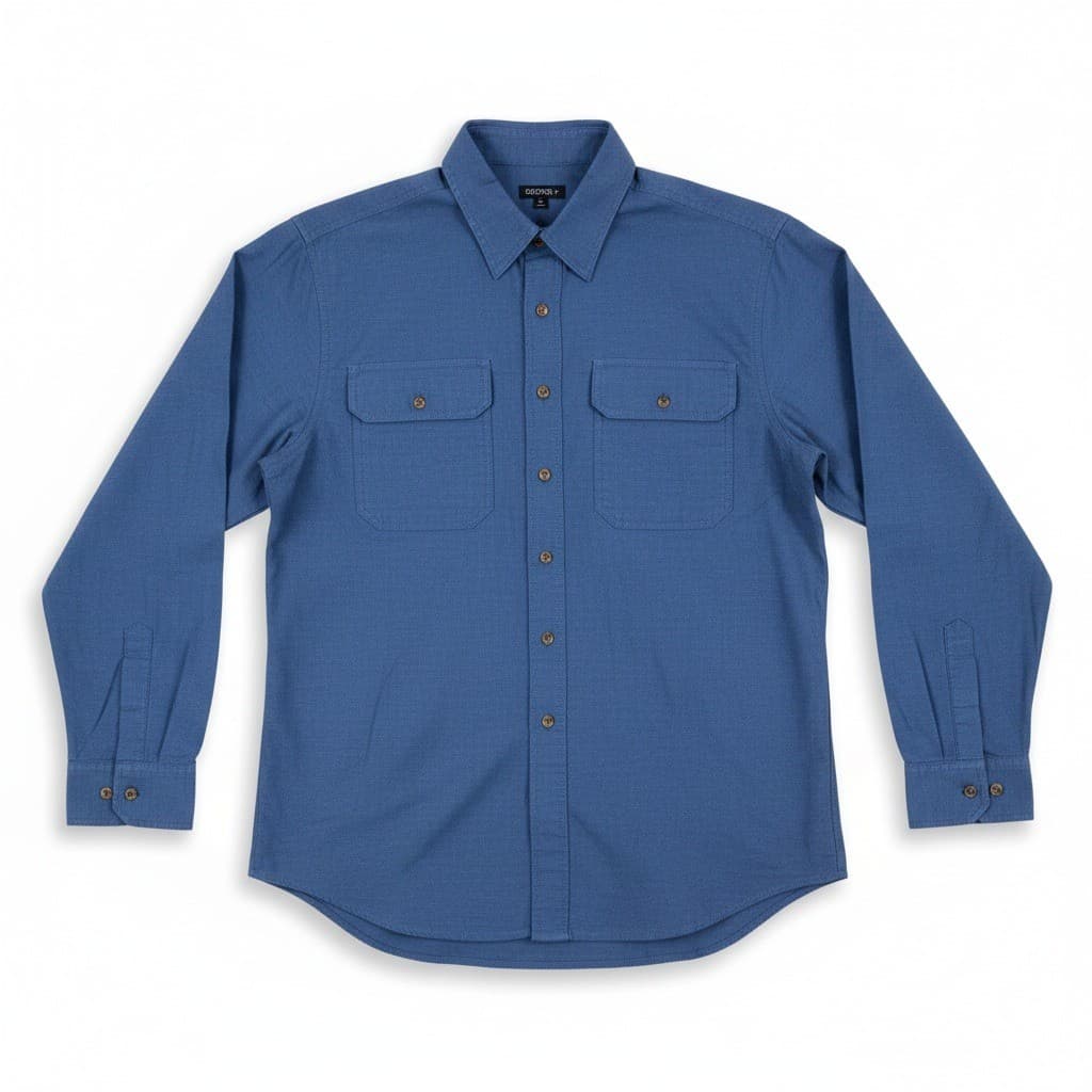 George Long Sleeve Pigment Dye Shirt Bays Blue GM32114B, Men's 2XL 50-52 NWT