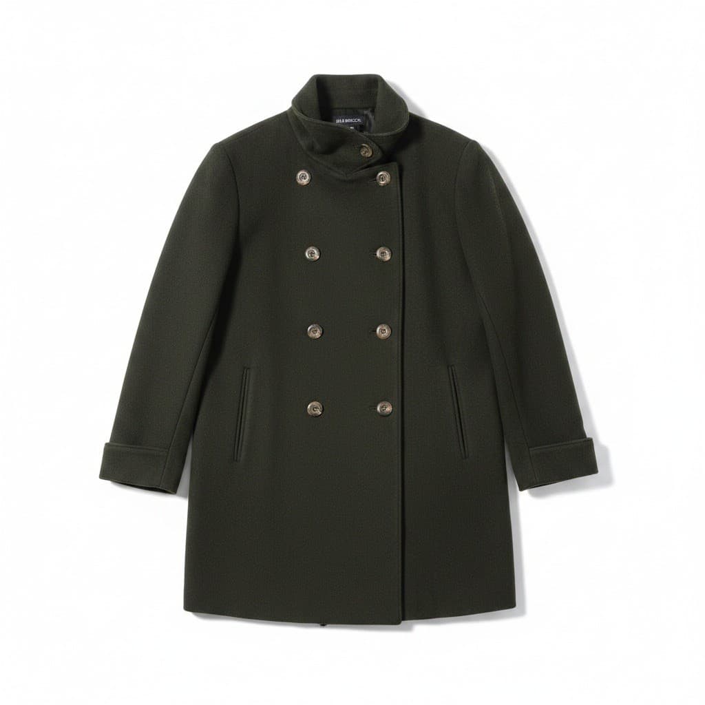 Donnybrook Forest Green Double Breasted Funnel Neck Pea Coat, Women's Size 14