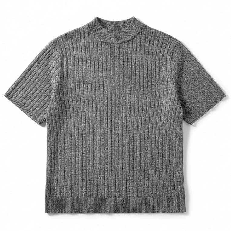 Sag Harbor Silver Metallic Ribbed Mock Neck Short Sleeve Sweater, Women's Large