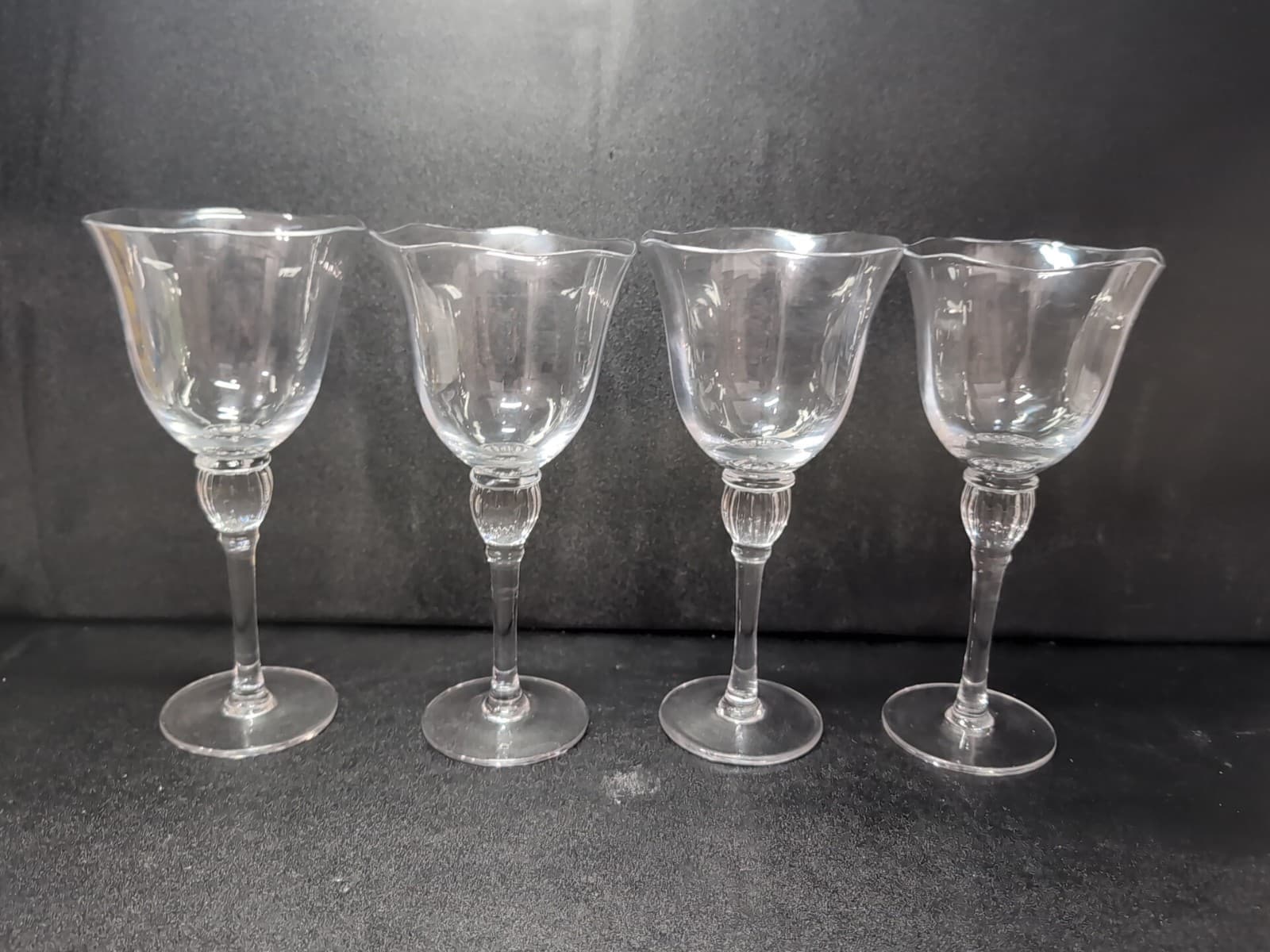 Mikasa Studio Nova Crystal Monaco Water Goblets Set, Ribbed Ball Stem, Set of 4