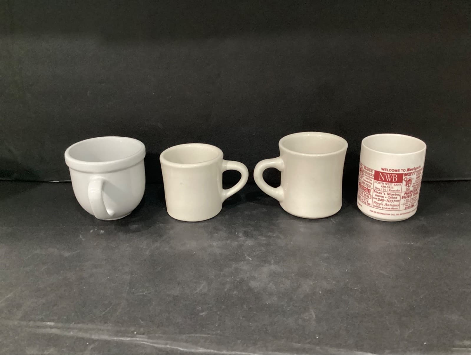 Vintage Lot Of 4 Assorted Ceramic Coffee Mugs Cups Heavy Diner Restaurant Ware
