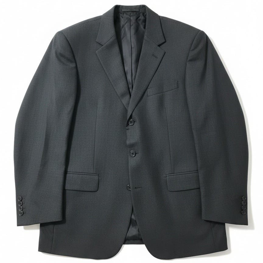 Andrew Fezza Fusion Charcoal Grey 100% Silk 3-Button Blazer, Mens 44L Sport Coat