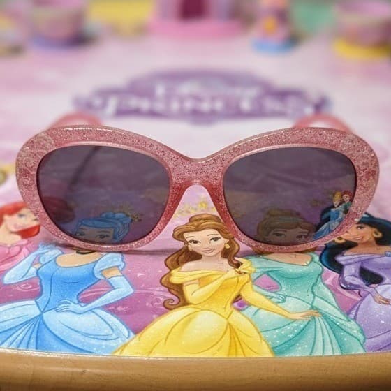 Disney Princess Kids Pink Glitter Sunglasses, Ariel Cinderella Belle Rapunzel