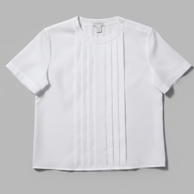 Cymbrion White Pleated Front Short Sleeve Blouse, Women's Sz 14, Shoulder Button