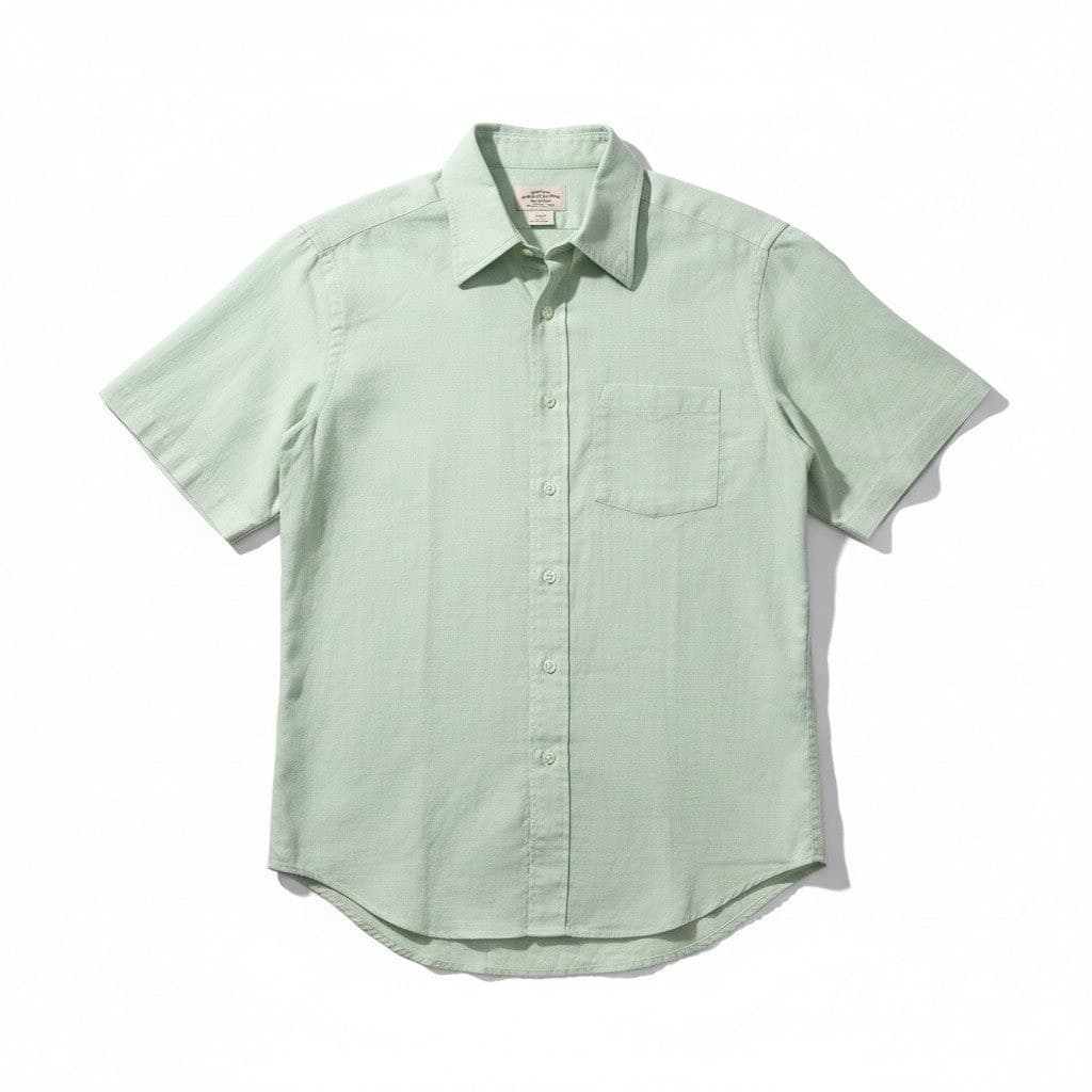Hathaway Furchgott's Vintage Mint Green Chambray Short Sleeve Button Down Shirt