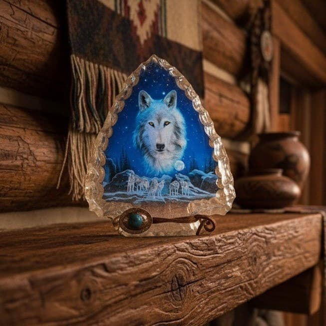 Hamilton Collection Twilights Watch Figurine, Mystic Wolf Arrowhead Collection