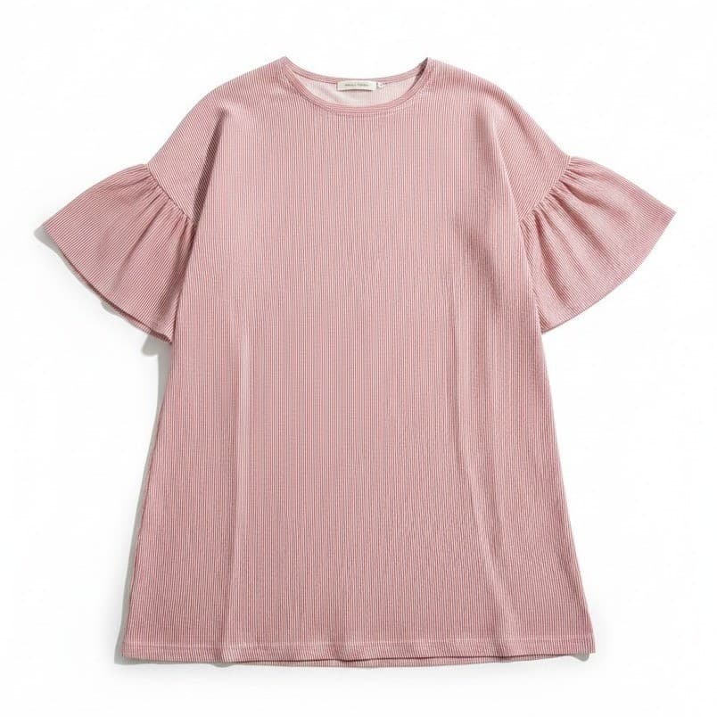 Listicle Pink White Striped Ruffle Sleeve Shift Mini Dress, Women's Large NWT
