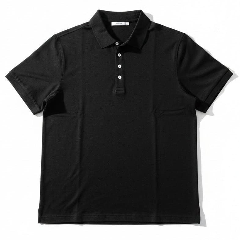 Perona Black Short Sleeve 100% Cotton Polo, 4-Button Placket Shirt, Men's XXL
